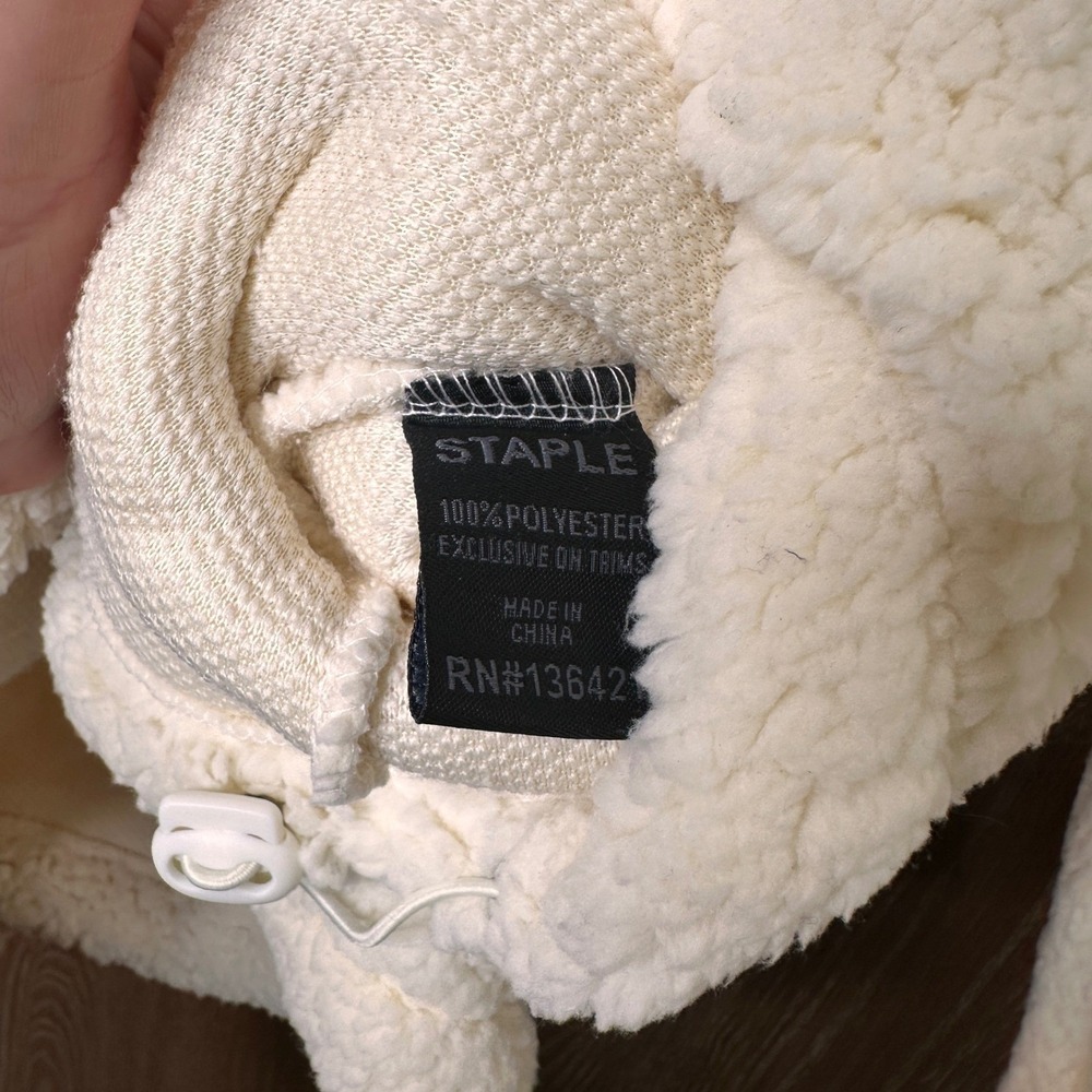 Staple Pigeon Mens Cream Sherpa Fleece Full Zip Jacket Large 2110O10606 NWT - Picture 4 of 8
